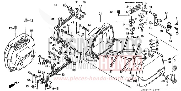 SADDLEBAG for Pan-European ABS PRARL ARDENT RED (R170D) from 1993